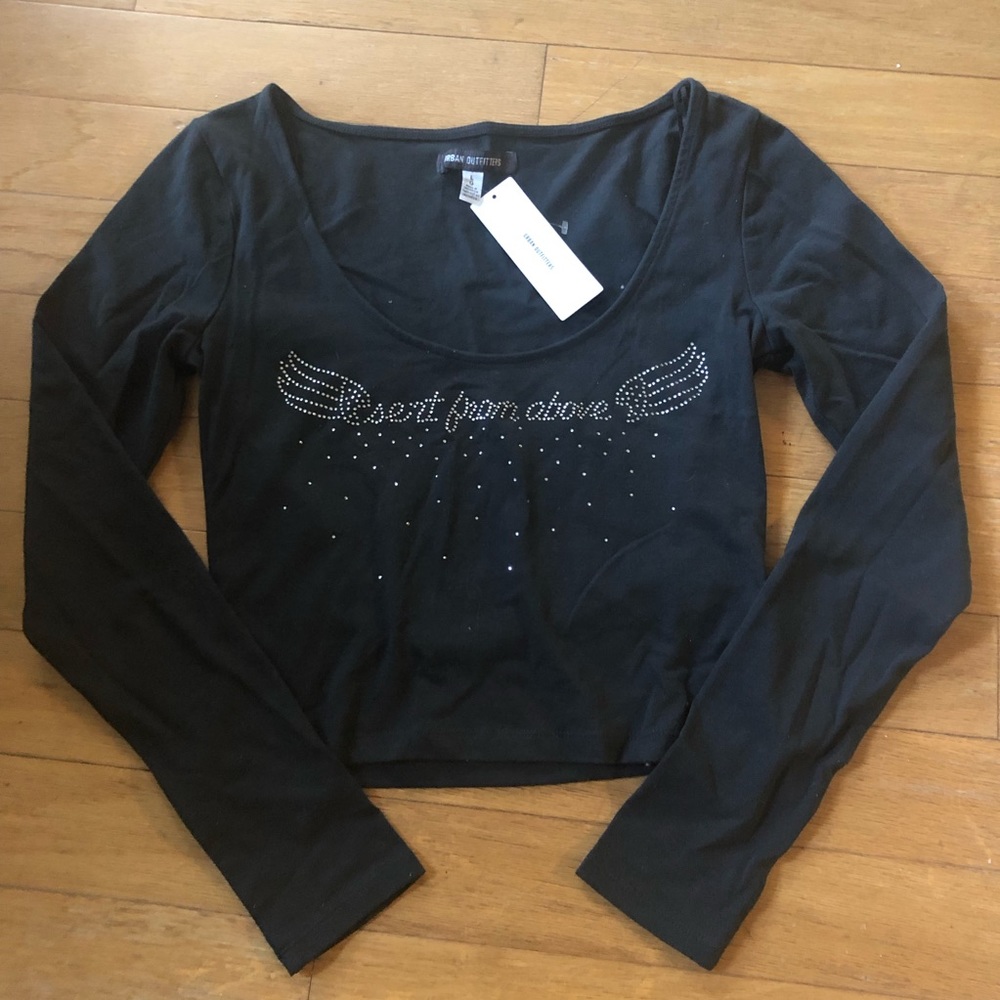 Angel crop top rhinestone y2k